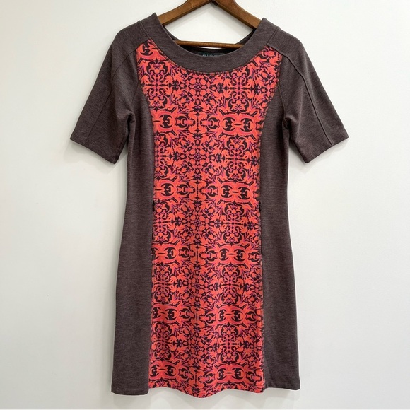 Title Nine Brown Orange Pink Patterned Dress Short Sleeve Activewear Outdoor - Picture 1 of 12